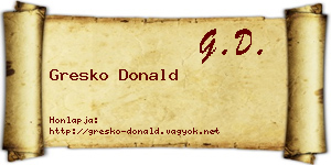 Gresko Donald névjegykártya
